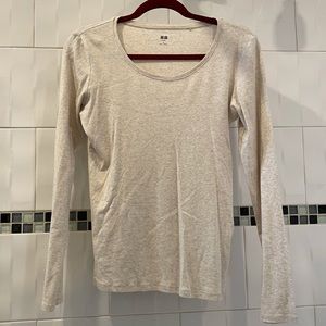 UNIQLO Long Sleeve Tee, Cream Color, Medium